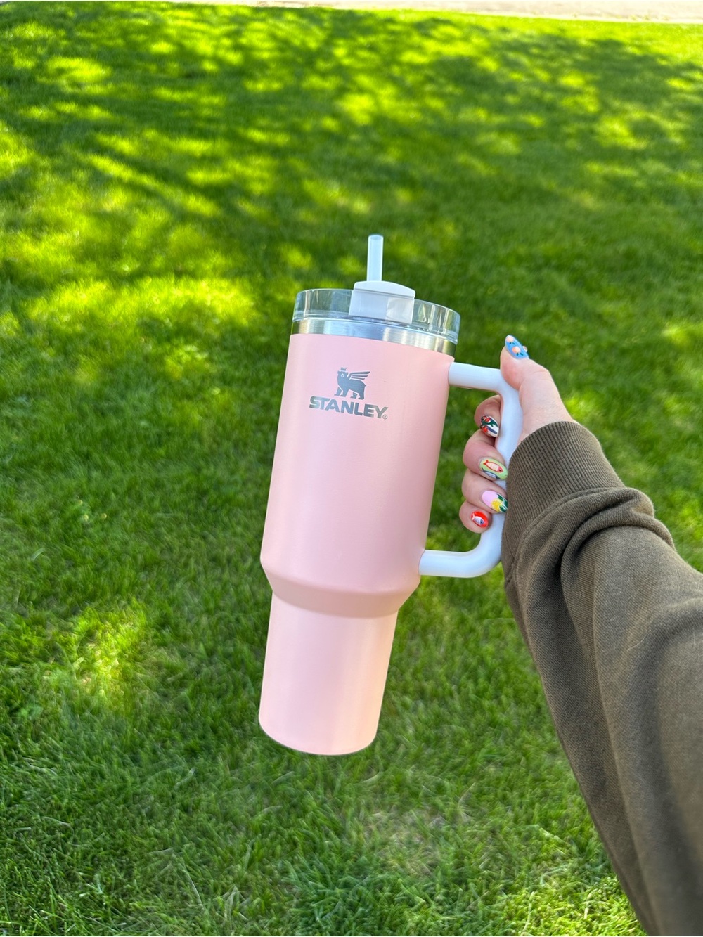 Stanley Peach Tumbler 🍑 White Handle Clear Lid